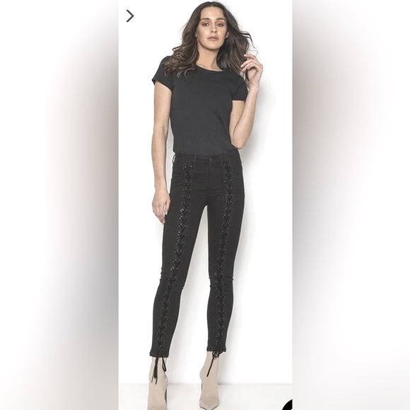 NEON BLONDE TIE ME UP JEANS in washed black in size 28 - Picture 2 of 10